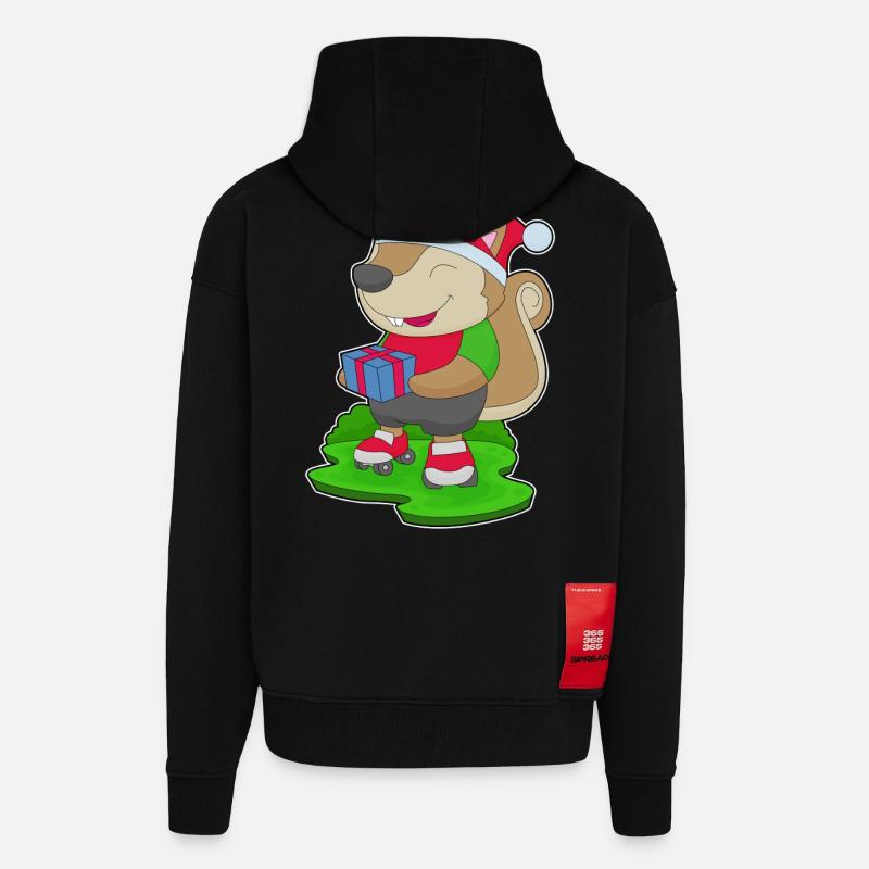 Eichhörnchen Weihnachten Inline skating - Zip Hoodie - made by SPREAD - SOLID BLACK