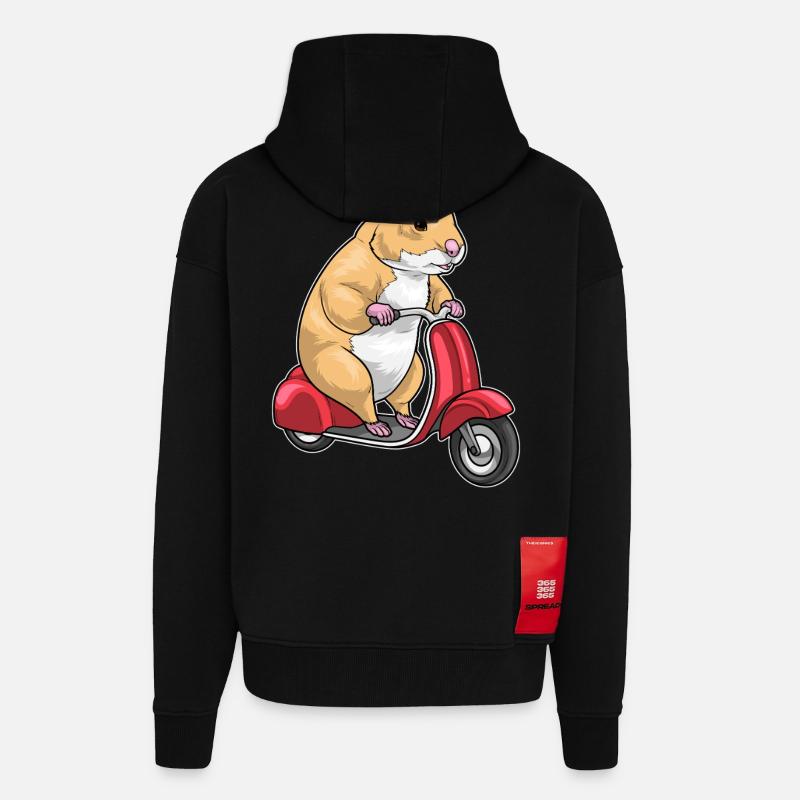 Hamster Motorroller - Zip Hoodie - made by SPREAD - SOLID BLACK