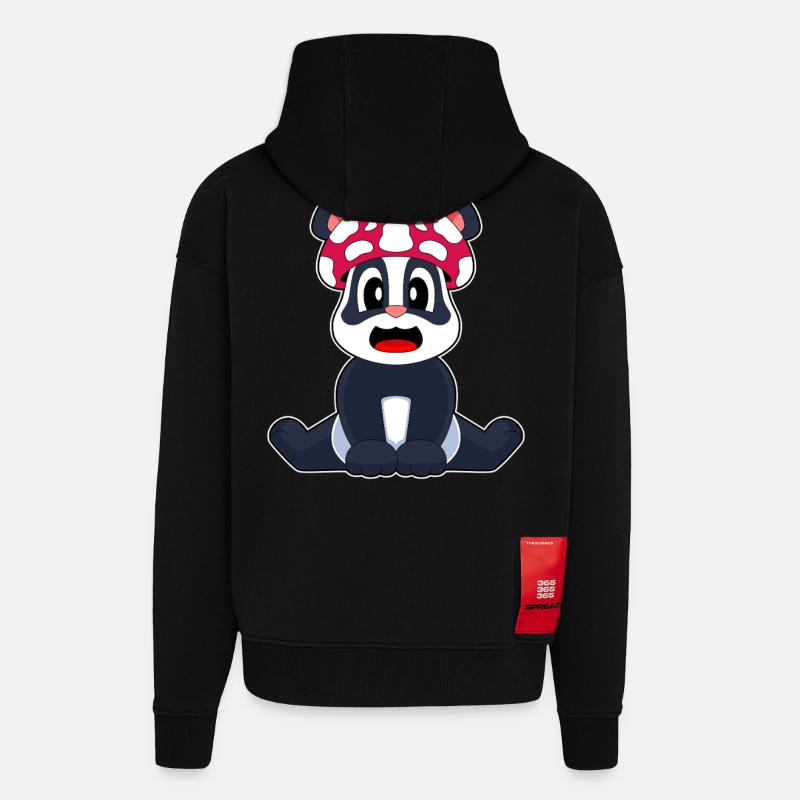 Champignon panda - Veste à capuche bio épaisse oversize fabriqué en UE - SOLID BLACK