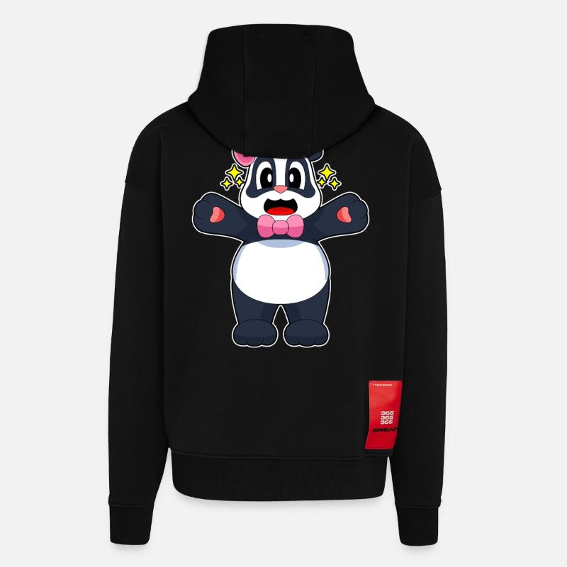 Panda Schleife - Zip Hoodie - made by SPREAD - SOLID BLACK