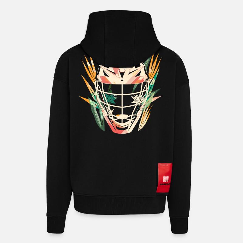 Casque de crosse dessin animé - Veste à capuche bio épaisse oversize fabriqué en UE - SOLID BLACK