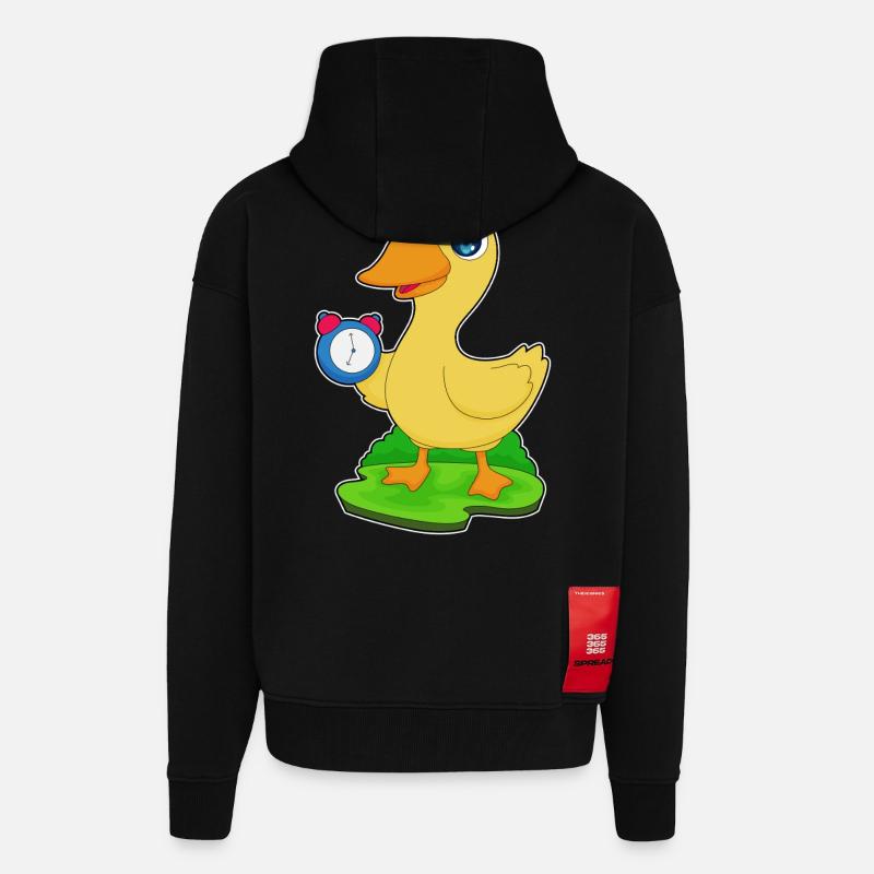 Réveil canard - Veste à capuche bio épaisse oversize fabriqué en UE - SOLID BLACK
