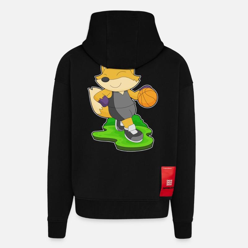 Fox Basketteur Basketteur - Veste à capuche bio épaisse oversize fabriqué en UE - SOLID BLACK