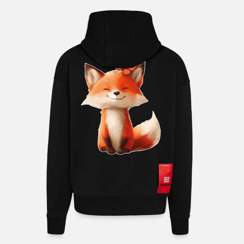 Fuchs mit Schmetterling - Zip Hoodie - made by SPREAD - SOLID BLACK