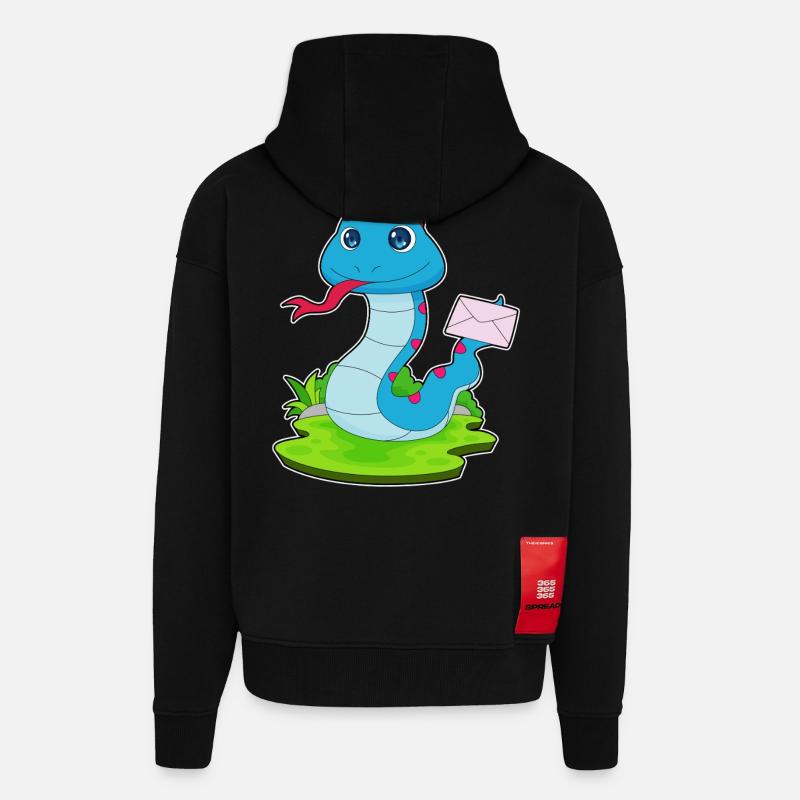 Lettre de serpent - Veste à capuche bio épaisse oversize fabriqué en UE - SOLID BLACK