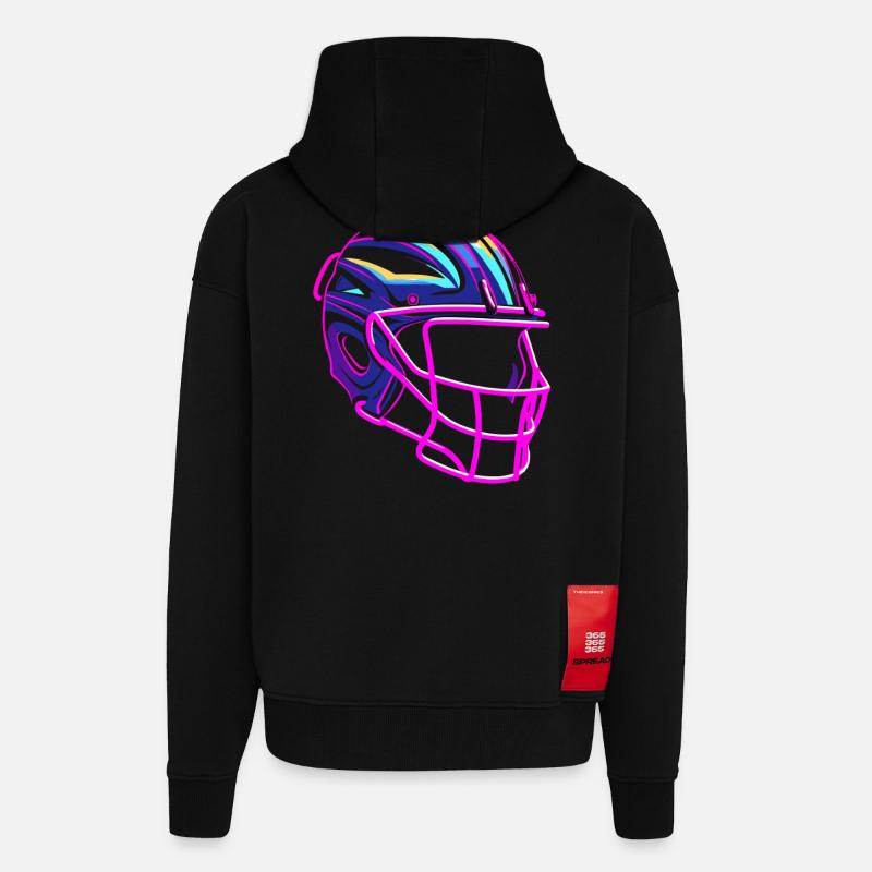Casque de crosse Synthwave - Veste à capuche bio épaisse oversize fabriqué en UE - SOLID BLACK