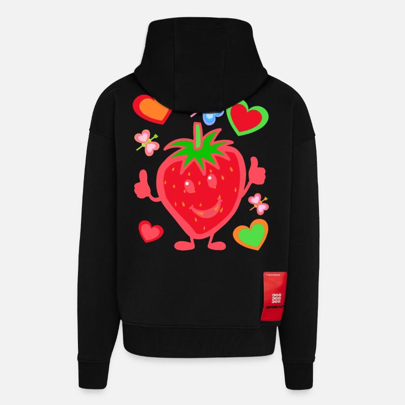 Erdbeere Erdbeer Kinder Kind Sommerzeit - Zip Hoodie - made by SPREAD - SOLID BLACK