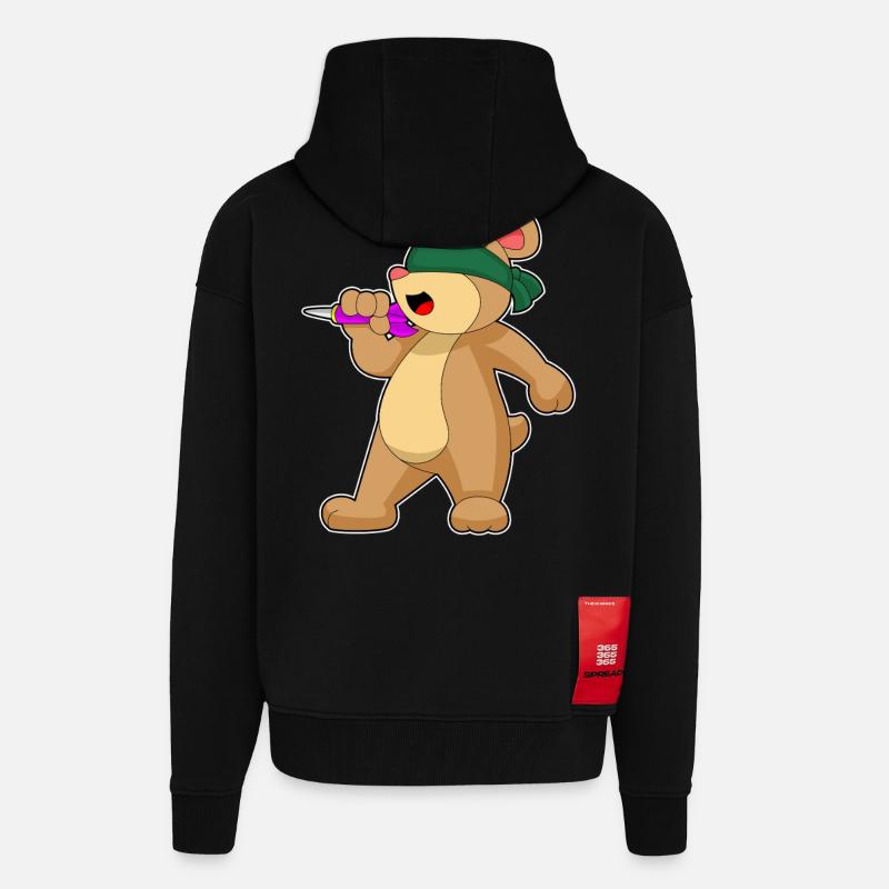 Fléchette d’ours Fléchette - Veste à capuche bio épaisse oversize fabriqué en UE - SOLID BLACK