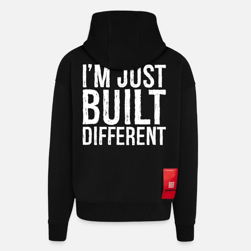 Je suis juste construit différemment - Veste à capuche bio épaisse oversize fabriqué en UE - SOLID BLACK