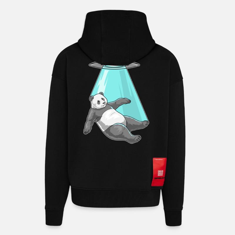 Panda Raumschiff - Zip Hoodie - made by SPREAD - SOLID BLACK