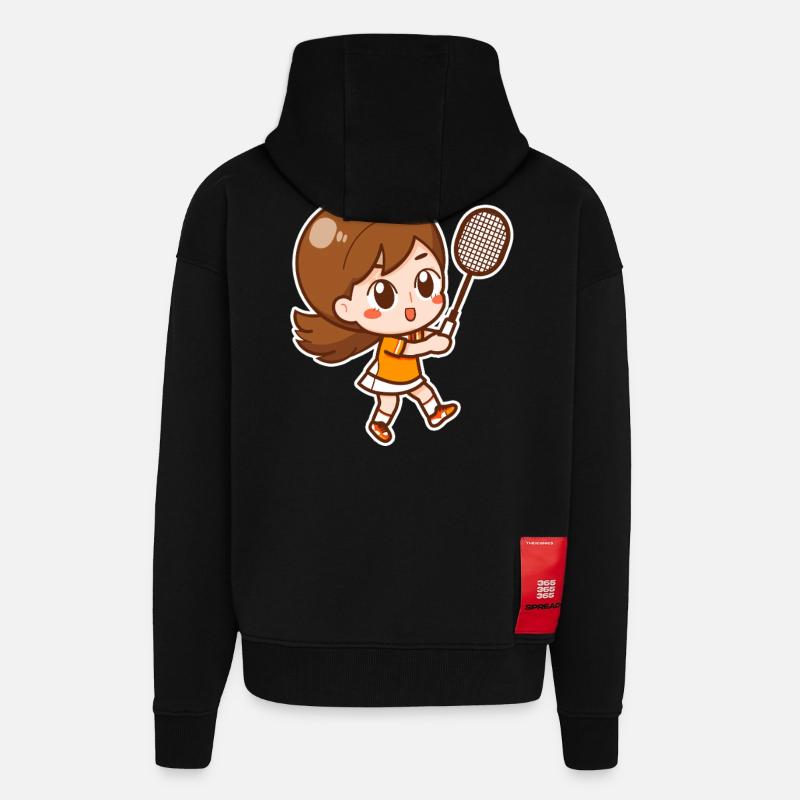 Badminton Mädchen - Zip Hoodie - made by SPREAD - SOLID BLACK