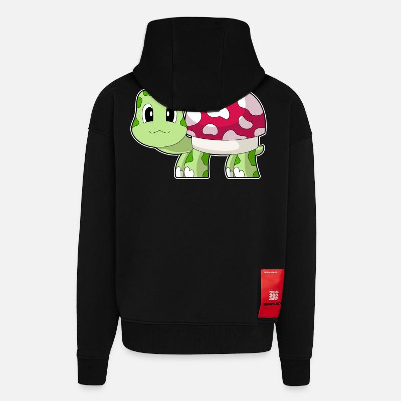 Turtle Mushroom - Zip Hoodie - made by SPREAD - SOLID BLACK