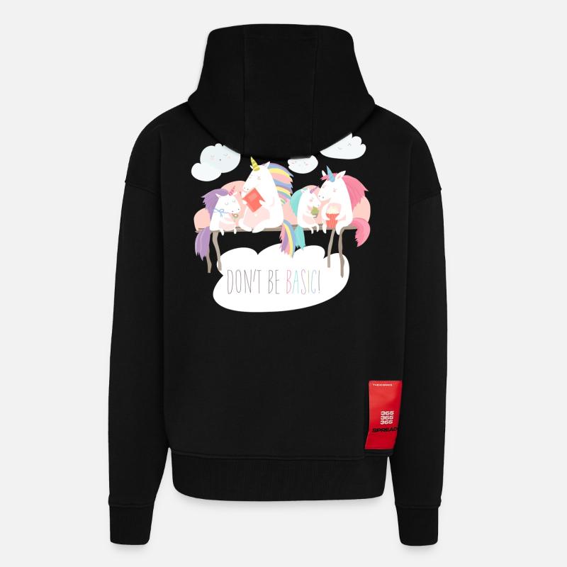Einhorn don't be basic statement - Zip Hoodie - made by SPREAD - SOLID BLACK