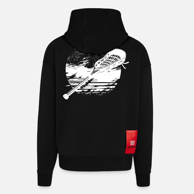 Graphique du bâton de crosse - Veste à capuche bio épaisse oversize fabriqué en UE - SOLID BLACK