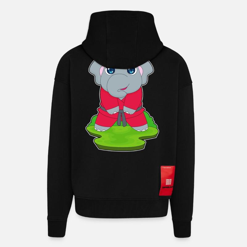Elefant Kampfkunst Karate - Zip Hoodie - made by SPREAD - SOLID BLACK