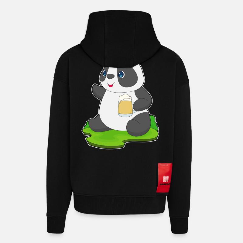 Panda Bier - Zip Hoodie - made by SPREAD - SOLID BLACK