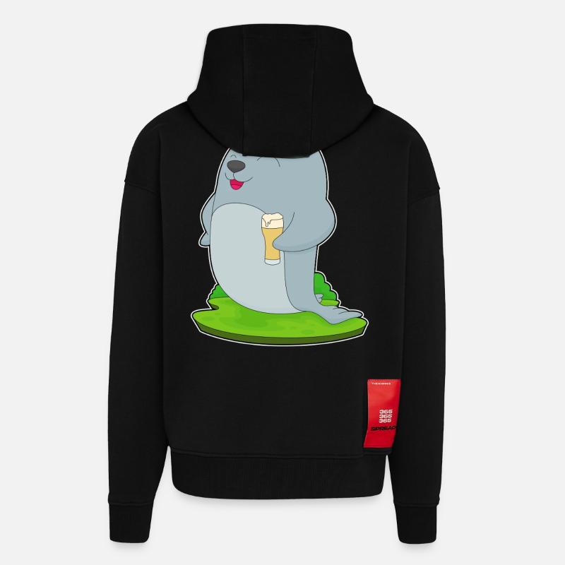 Bière de phoque - Veste à capuche bio épaisse oversize fabriqué en UE - SOLID BLACK