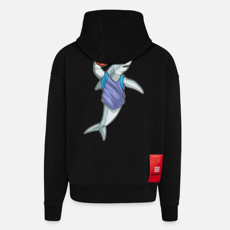 Requin Basketteur Basketteur - Veste à capuche bio épaisse oversize fabriqué en UE - SOLID BLACK