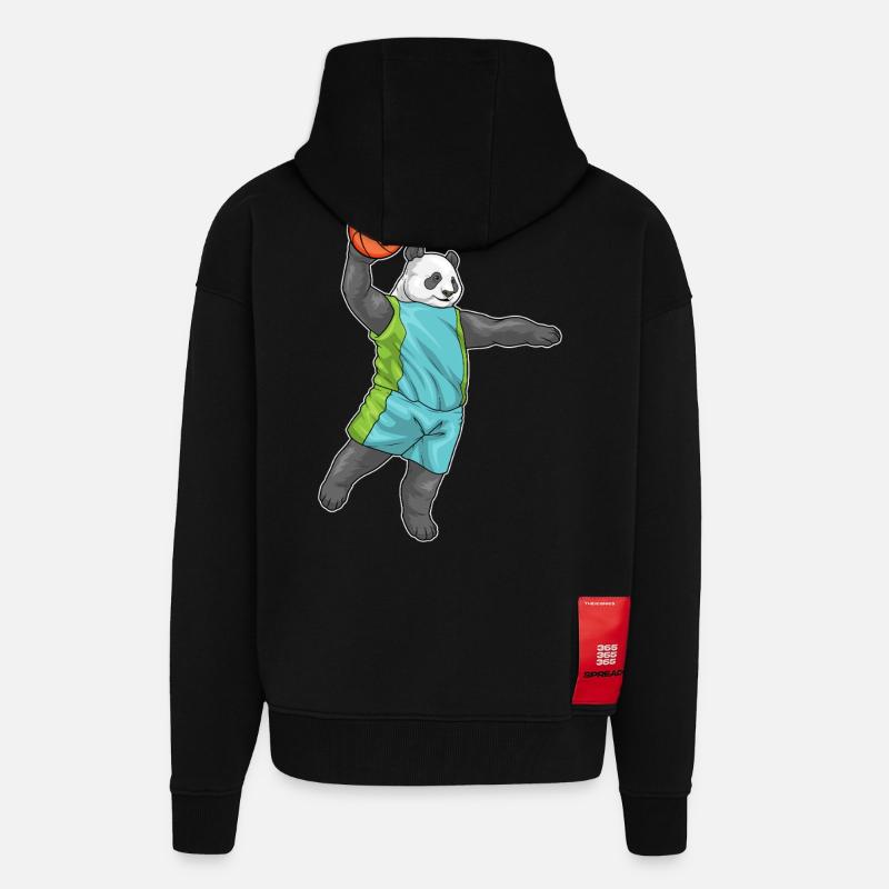 Panda Basketteur Basketteur - Veste à capuche bio épaisse oversize fabriqué en UE - SOLID BLACK