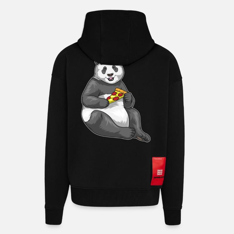 Panda Pizza - Zip Hoodie - made by SPREAD - SOLID BLACK