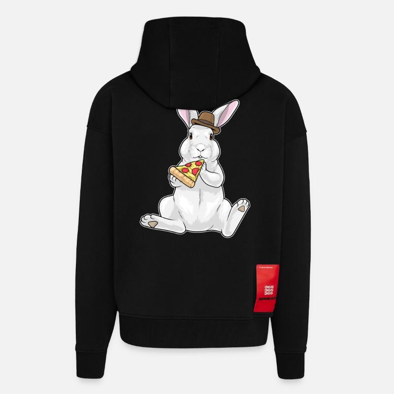 Pizza lapin - Veste à capuche bio épaisse oversize fabriqué en UE - SOLID BLACK