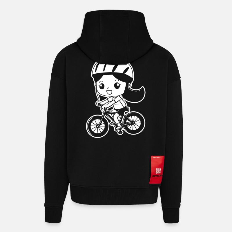 Radfahrerin Comic Stil - Zip Hoodie - made by SPREAD - SOLID BLACK