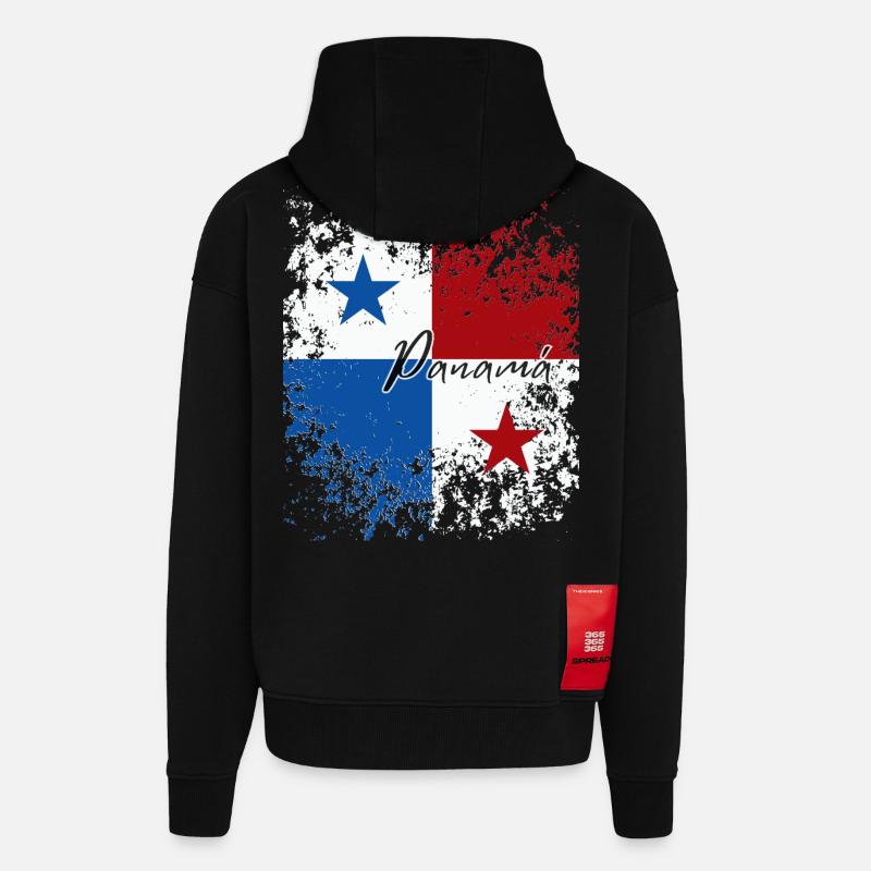 Fierté panaméenne, drapeau panaméen - Veste à capuche bio épaisse oversize fabriqué en UE - SOLID BLACK