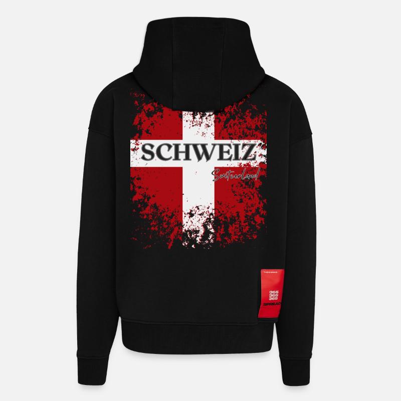 Flagge der Schweiz, Schweizer Stolz - Zip Hoodie - made by SPREAD - SOLID BLACK