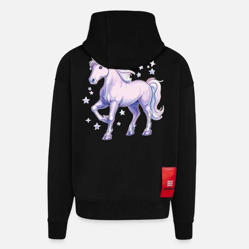 Pferd mit Sternen - Zip Hoodie - made by SPREAD - SOLID BLACK