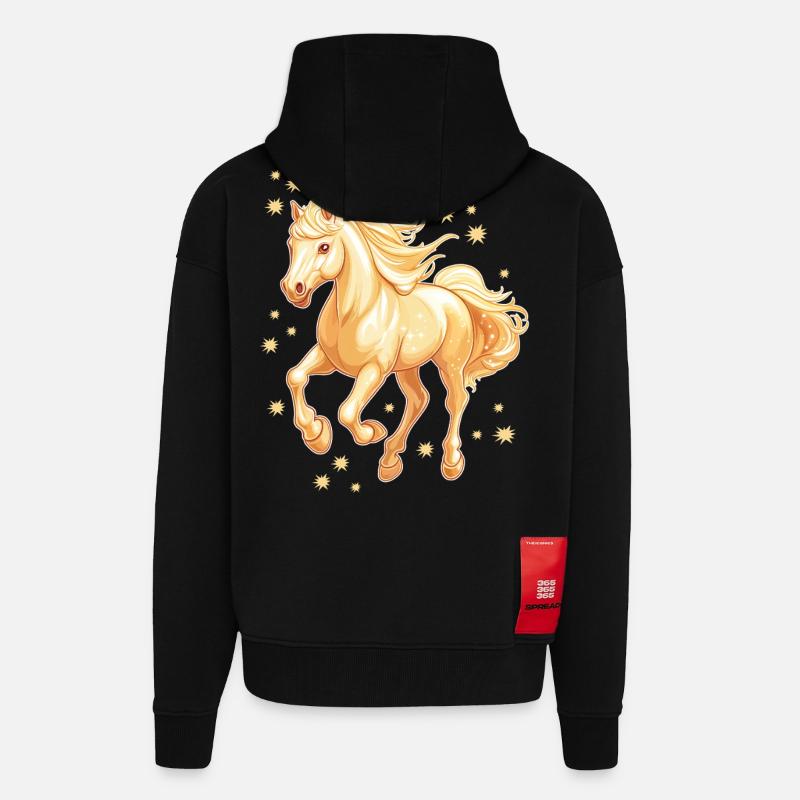 Pferd mit Sternen - Zip Hoodie - made by SPREAD - SOLID BLACK
