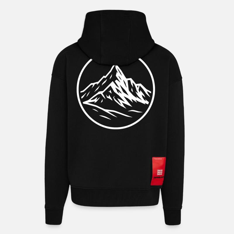 Großglockner - Veste à capuche bio épaisse oversize fabriqué en UE - SOLID BLACK