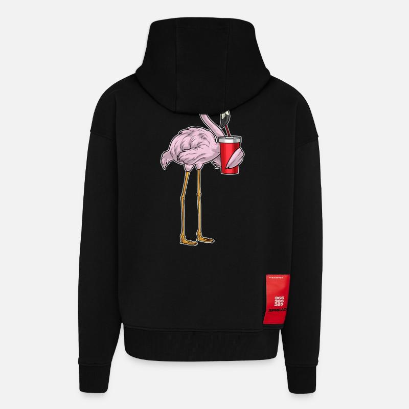 Boisson Flamingo - Veste à capuche bio épaisse oversize fabriqué en UE - SOLID BLACK