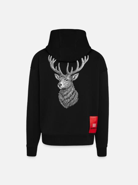 Deer - Zip Hoodie - made by SPREAD - SOLID BLACK