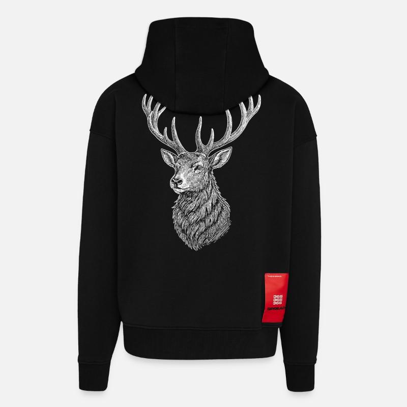 Deer - Zip Hoodie - made by SPREAD - SOLID BLACK