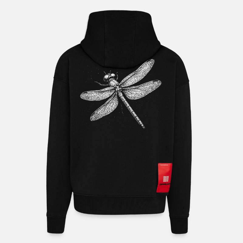 Libellule - Veste à capuche bio épaisse oversize fabriqué en UE - SOLID BLACK