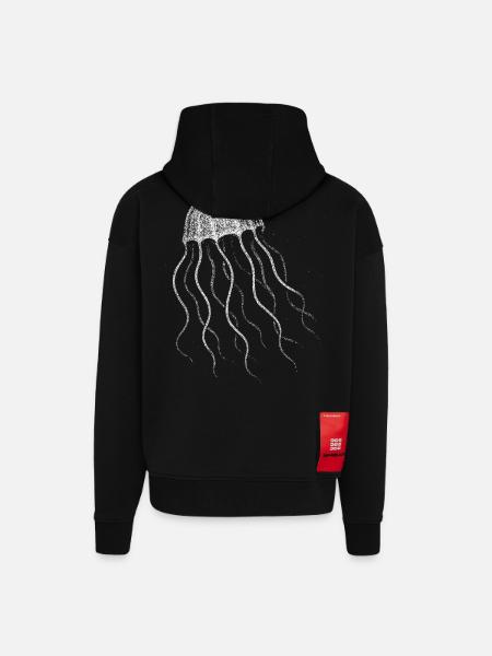 Méduse - Veste à capuche bio épaisse oversize fabriqué en UE - SOLID BLACK