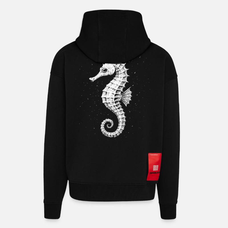 Hippocampe - Veste à capuche bio épaisse oversize fabriqué en UE - SOLID BLACK