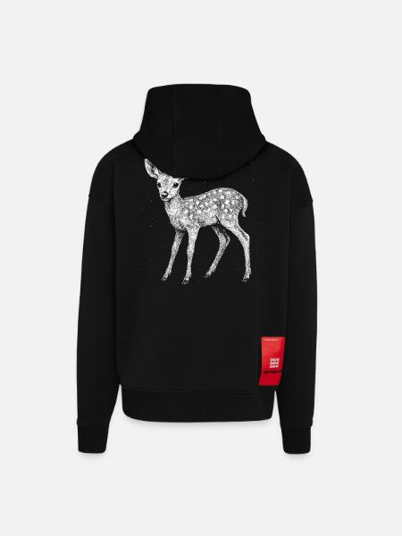 Faon - Veste à capuche bio épaisse oversize fabriqué en UE - SOLID BLACK