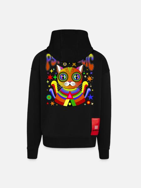 PSYCATDELIC - Zip Hoodie - made by SPREAD - SOLID BLACK