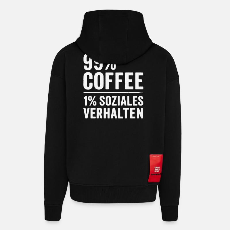 99 % Café - Veste à capuche bio épaisse oversize fabriqué en UE - SOLID BLACK