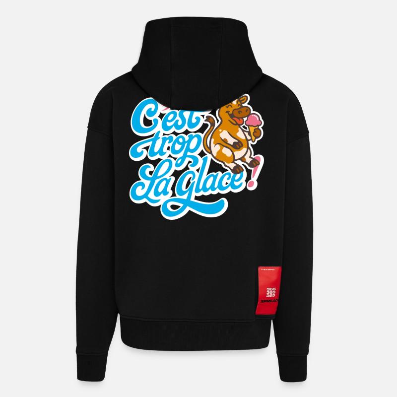 C'est trop la glace ! - Veste à capuche bio épaisse oversize fabriqué en UE - SOLID BLACK