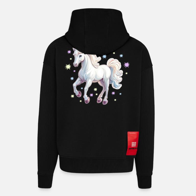 Pferd mit Sternen - Zip Hoodie - made by SPREAD - SOLID BLACK