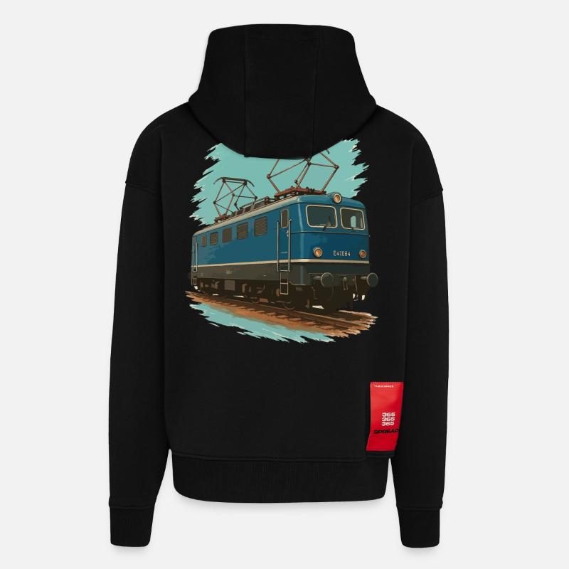 Électricité sur acier – E-Lok Power - Veste à capuche bio épaisse oversize fabriqué en UE - SOLID BLACK