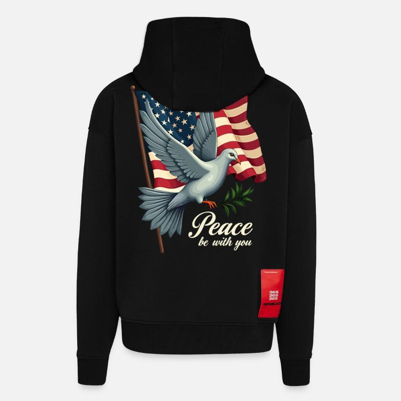Friedenstaube mit Flagge - Zip Hoodie - made by SPREAD - SOLID BLACK