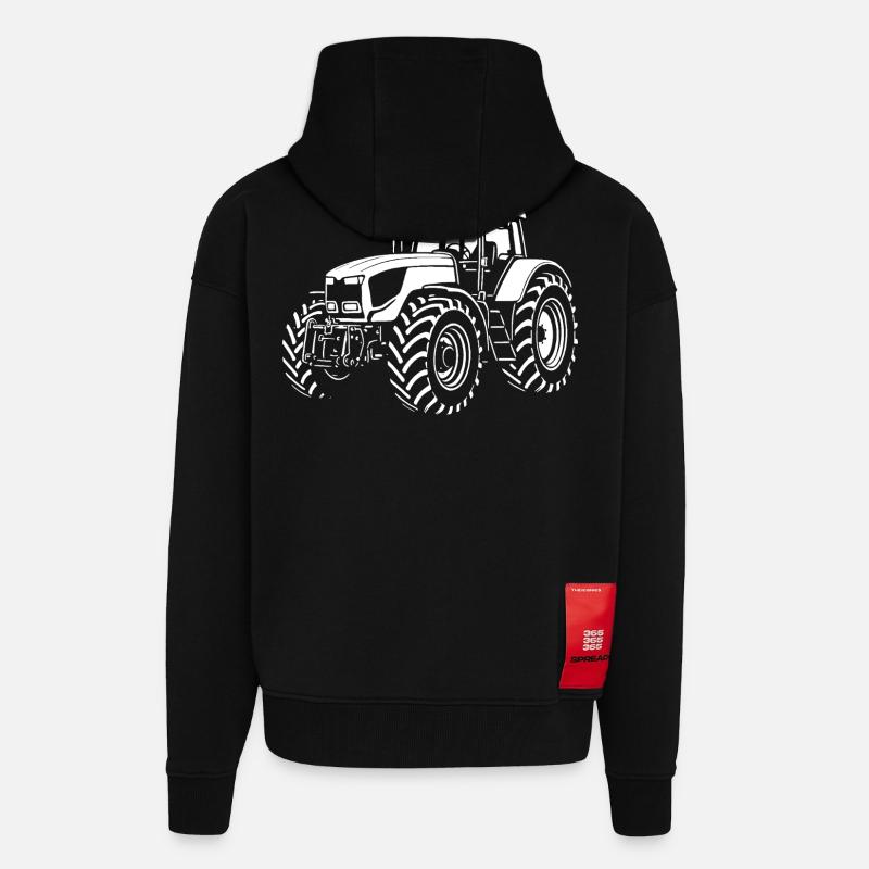Puissance sur le terrain - Veste à capuche bio épaisse oversize fabriqué en UE - SOLID BLACK