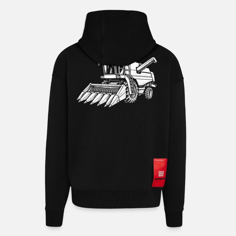 Corn Harvester - Zip Hoodie - made by SPREAD - SOLID BLACK