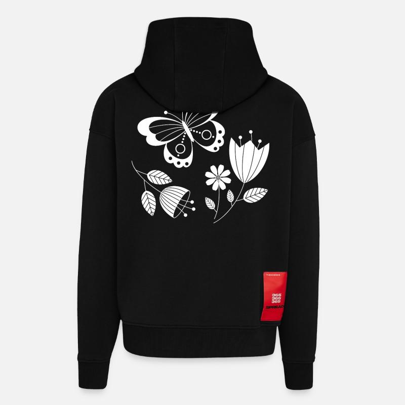 Schmetterling mit Blumen - Zip Hoodie - made by SPREAD - SOLID BLACK