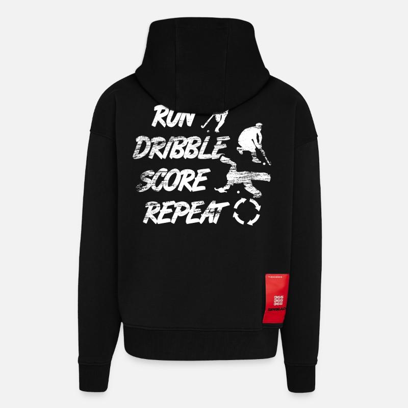 Courir, dribbler, marquer, répéter - Veste à capuche bio épaisse oversize fabriqué en UE - SOLID BLACK