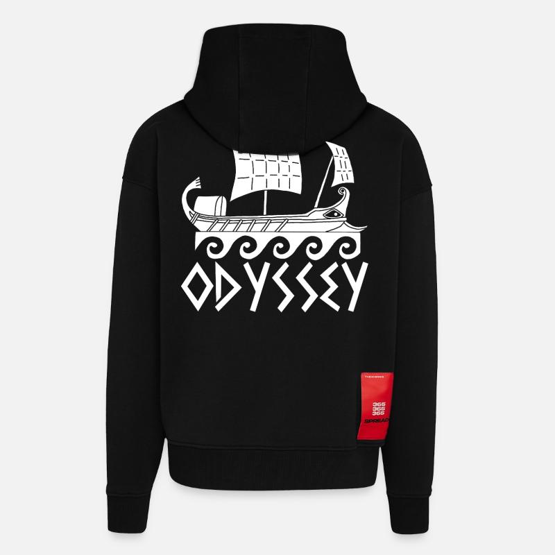 Ulysse et son odyssée (blanc) - Veste à capuche bio épaisse oversize fabriqué en UE - SOLID BLACK
