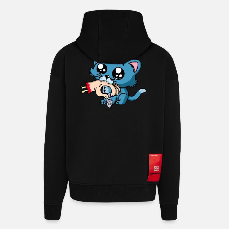 Das Kätzchen hat Hunger! - Zip Hoodie - made by SPREAD - SOLID BLACK